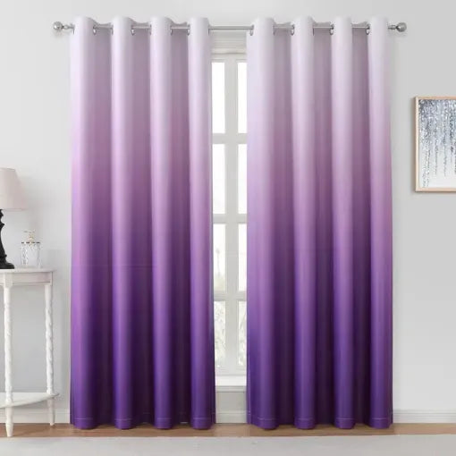 Purple Digital Velvet Curtains