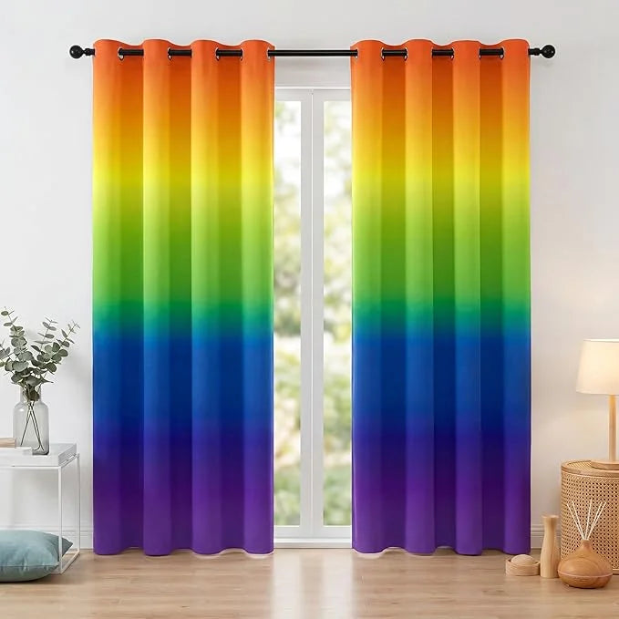 Rainbow Digital Velvet Curtains