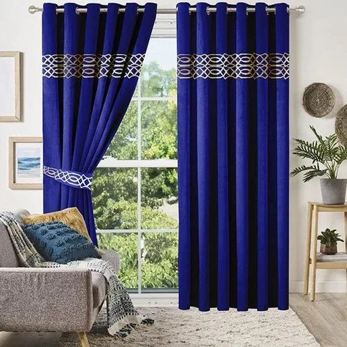 Royal Blue Front Border Curtains