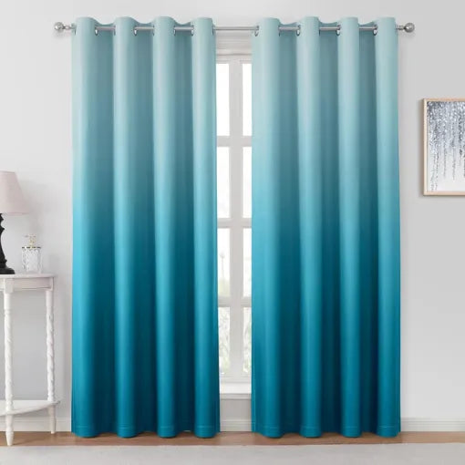 Turquoise Digital Velvet Curtains